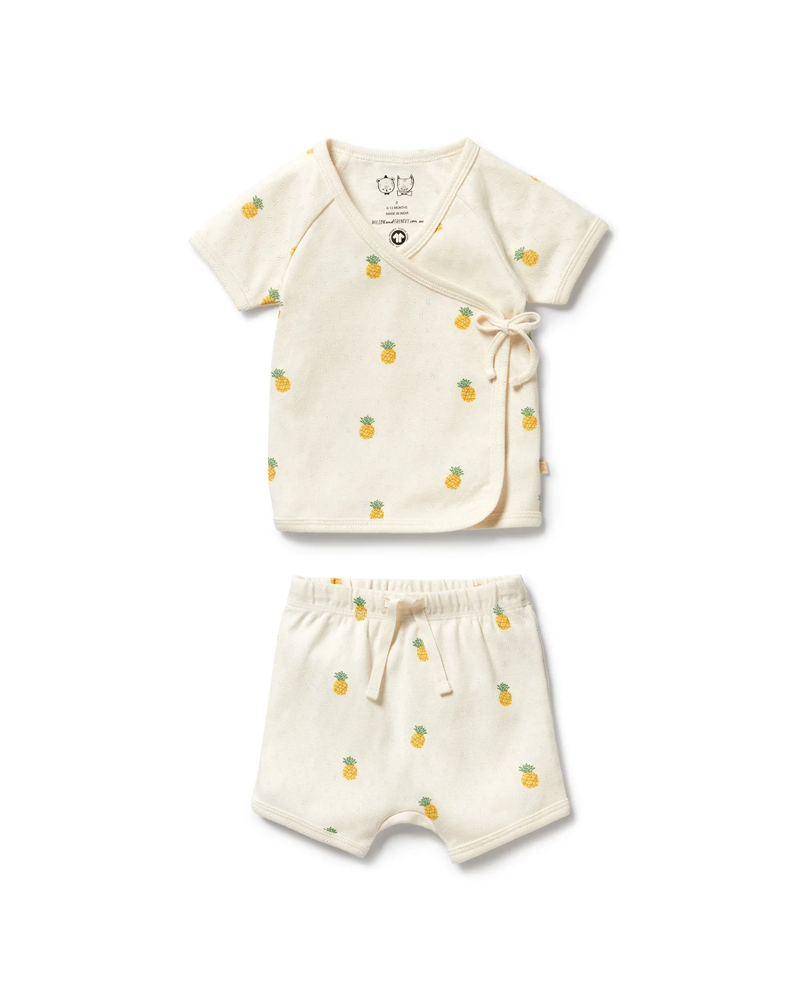 Wilson & Frenchy Piney Pals Organic Pointelle Kimono Set 3-6 Months